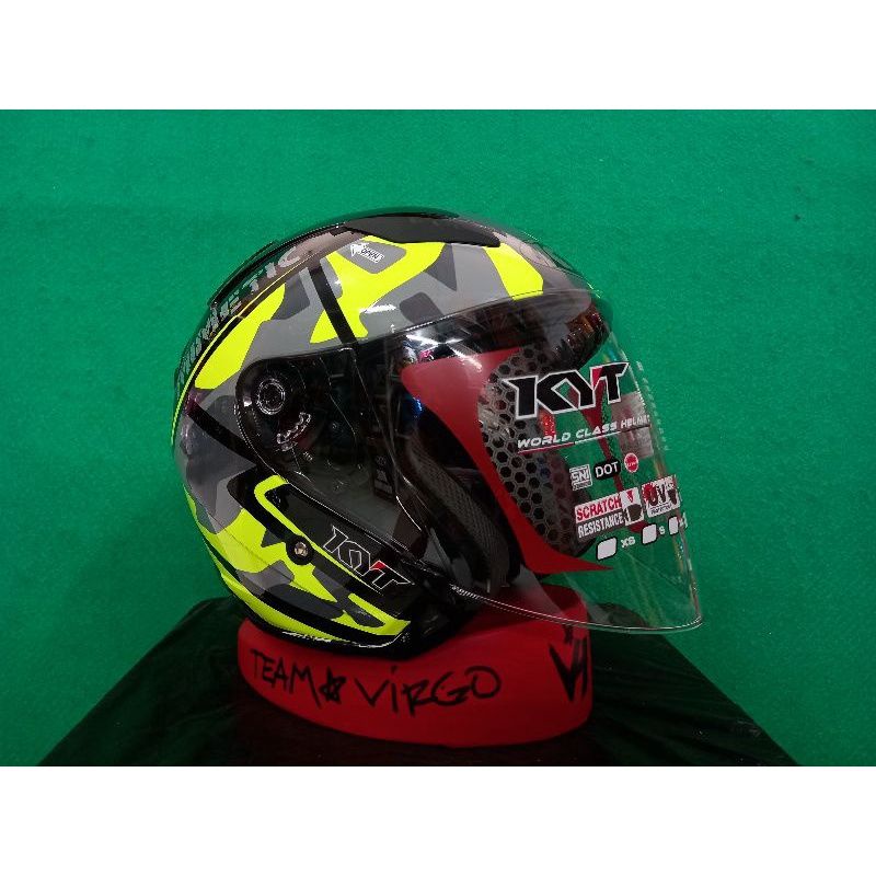 KYT HELM GALAXY FLAT R MIMETIC BLACK YELLOW FLUO