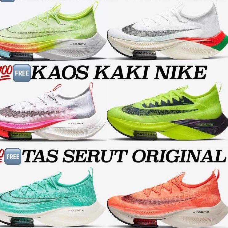 Tren Kekinian.. SEPATU RUNNING PRIA AIR ZOOM ALPHAFLY NEXT% BLACK GREEN/WATERMELON ORANGE PREMIUM OR