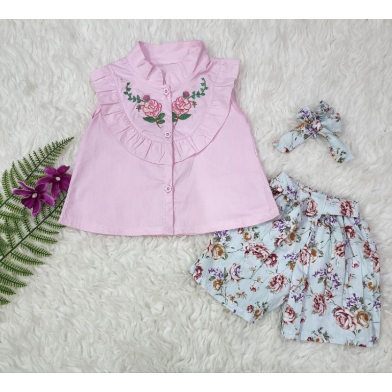 baju bayi perempuan stelan celana bunga baby girl