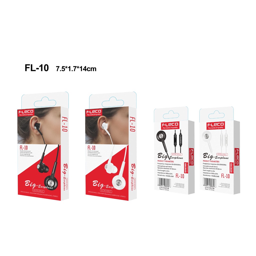 Earphone FLECO FL-10 Bazoka Extra Bass Handsfree universal Mic Headset