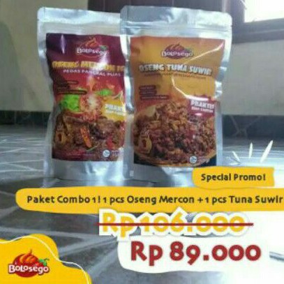 

paket combo 1 |1 oseng mercon & 1 suwir tuna