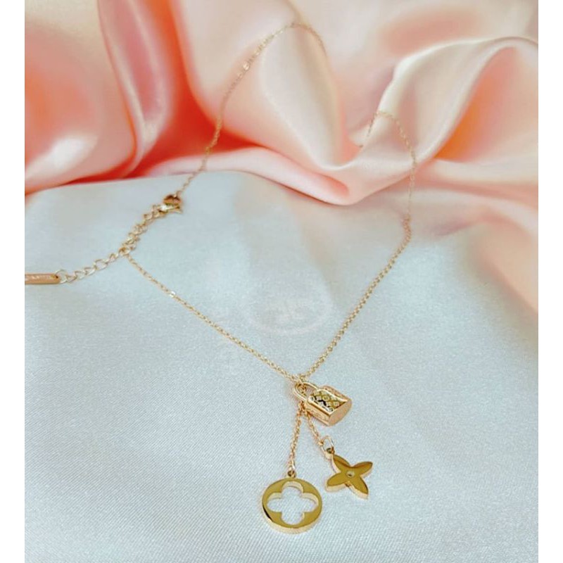 Kalung wanita kalung LiontinLv gembok
