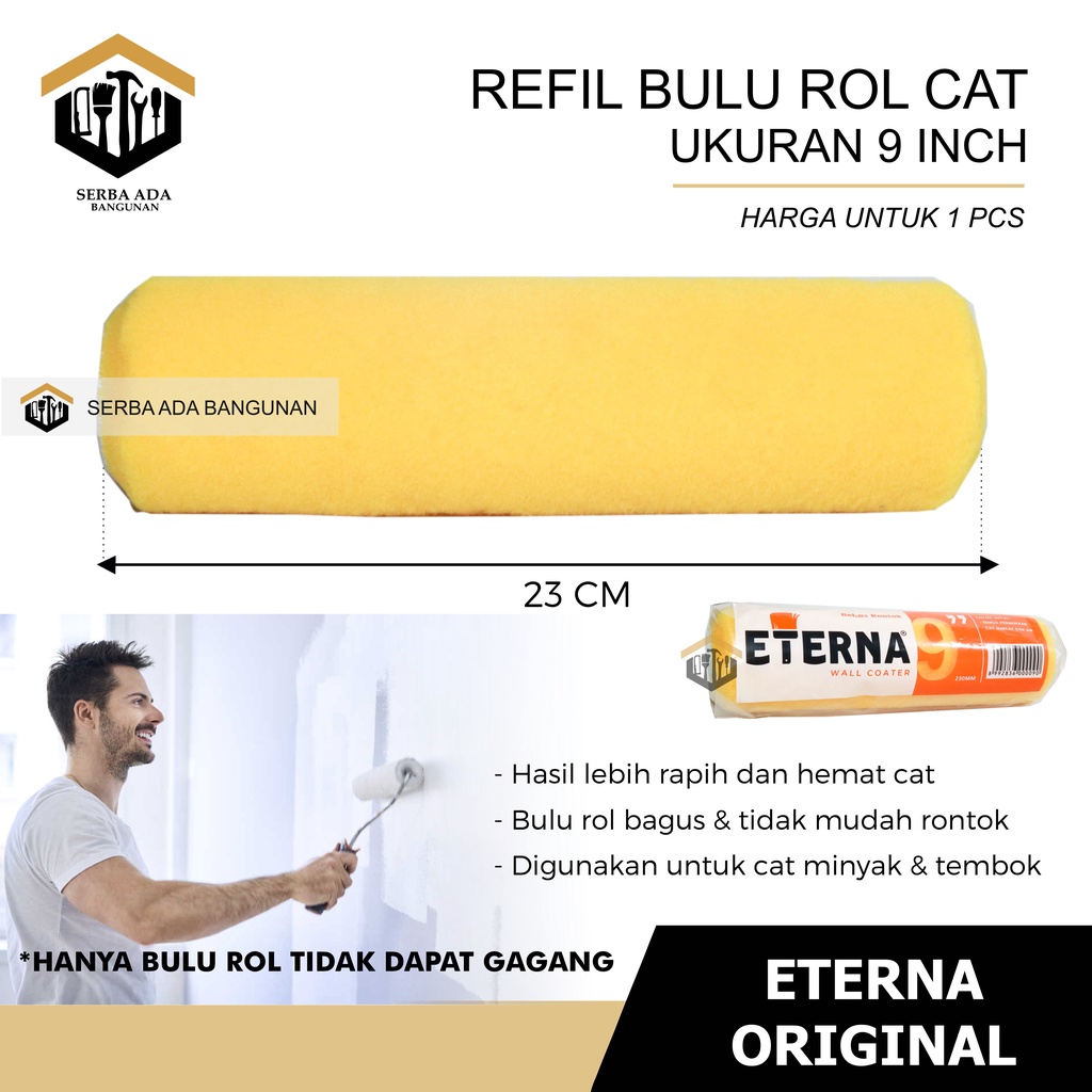 BULU ROLL CAT 9&quot; SUPRA ETERNA CISAL ASLI KUALITAS BAGUS COPOT TERMURAH TEMBOK KUAS