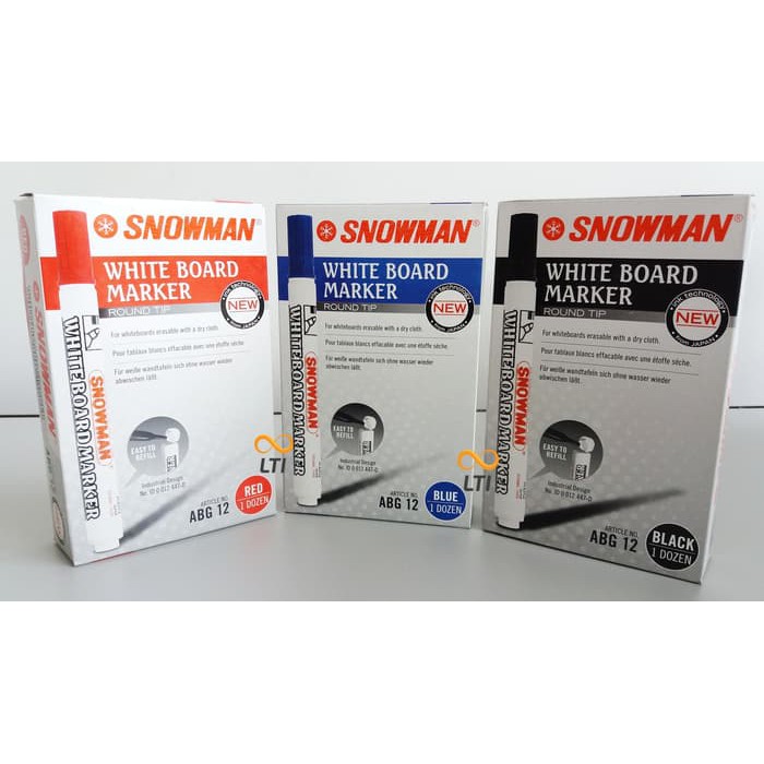 

Dijual Spidol Whiteboard Marker Non Permanent Snowman MURAH ABG 12 Lusin Hitam Murah