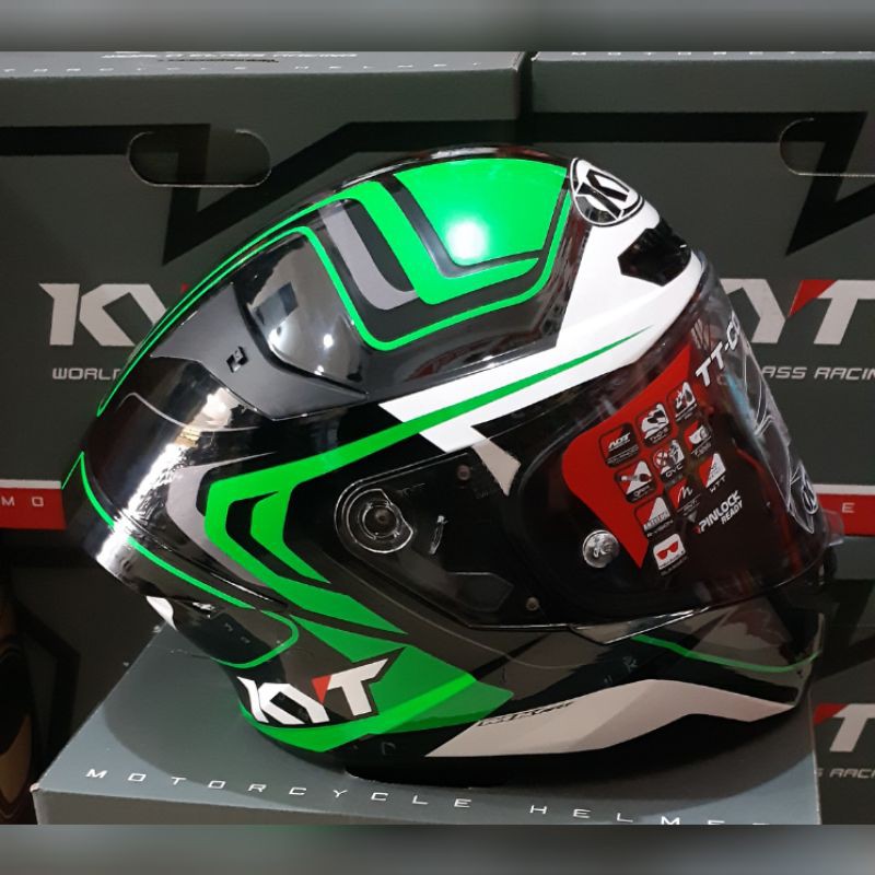 HELM KYT TT COURSE OVERTECH BLACK GREEN