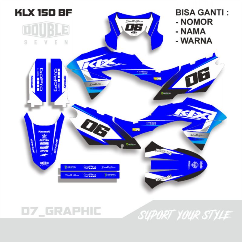 Decal KLX BF biru putih