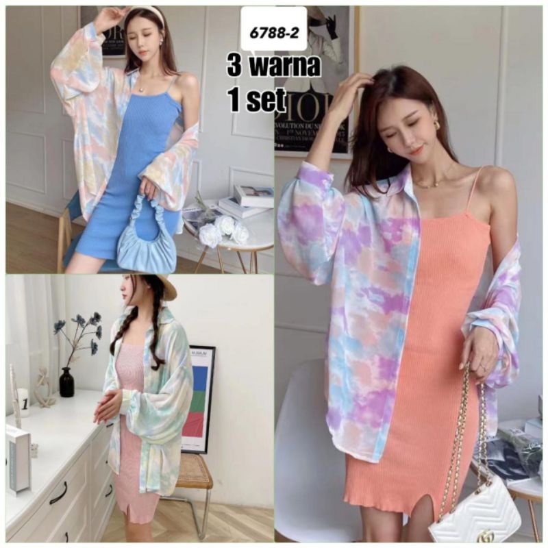 untuk pilihan warna lihat dari dres nya ya.. dres rajut+cardigan katun import  6788-2