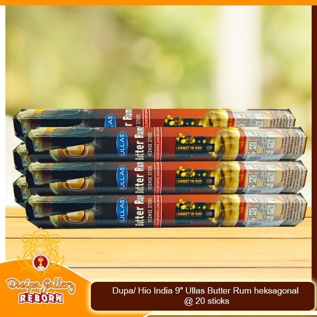 Dupa/ Hio India 9&quot; Ullas Butter Rum heksagonal @ 20 sticks (6pcs/box)