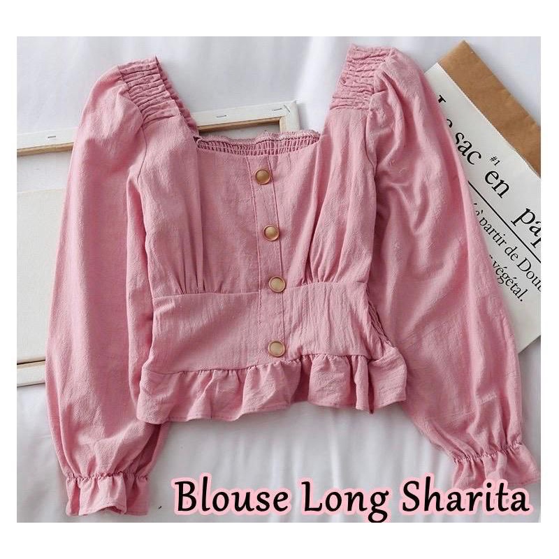 BLOUSE SHARITA FASHION WANITA / ATASAN BAJU PESTA TERLARIS TERBARU LENGAN KERUT PANJANG