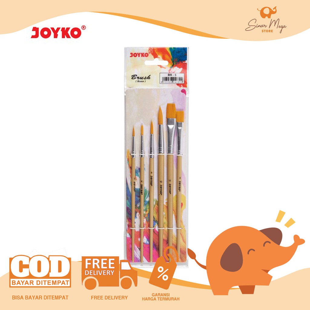 

Joyko Brush Kuas BR-5 SET Isi 6 Lukis Cat Air Acrylic Murah Berkualitas