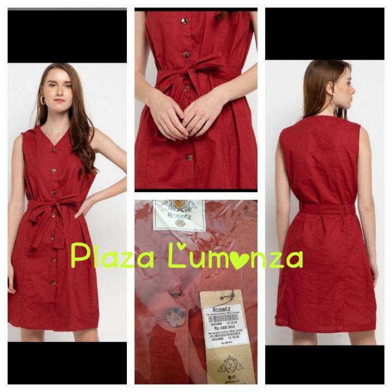 Le Rosetz Maroon Cotton Midi Dress