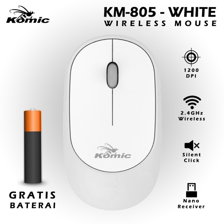 Mouse KOMIC KM-805 Wireless Silent Click 2.4GHz 1200DPI - KOMIC KM805