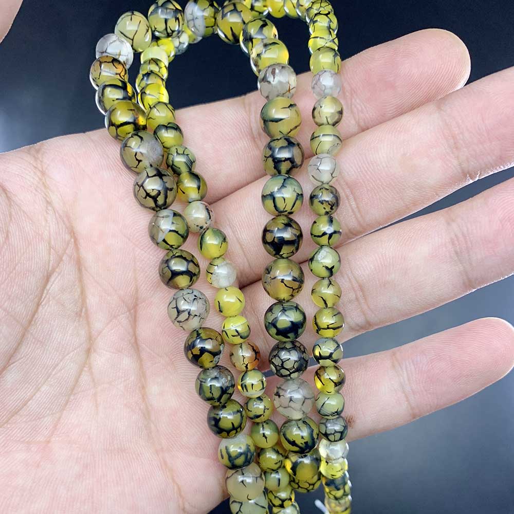 Manik-manik batu bulat butiran hitam batu alam dapat digunakan untuk gelang kalung diy（1lot）