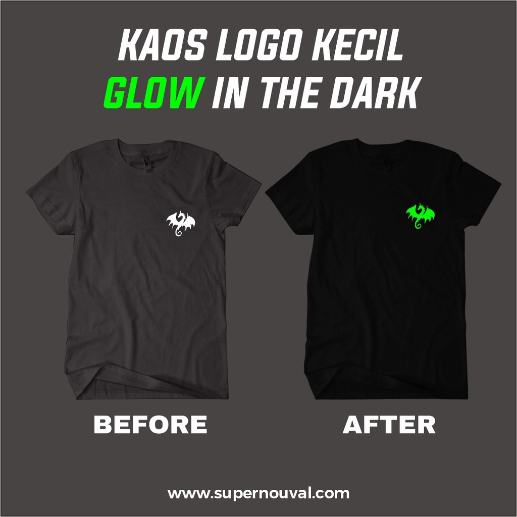 Kaos katun distro kaos Menyala Dalam Gelap / Glow in the Dark Costom kekinian keren REQ DADA KIRI