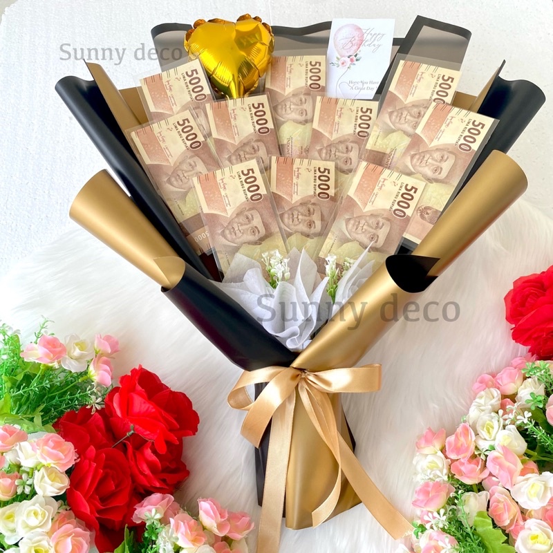 Money Bouquet Medium Size 500k  /  Buket Uang Asli + snack | bucket  uang