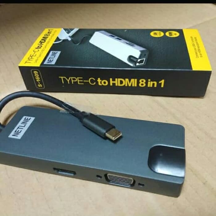 Netline Type c To Hdmi Vga Lan 8in1 - Converter Usb C To Vga Hdmi Lan