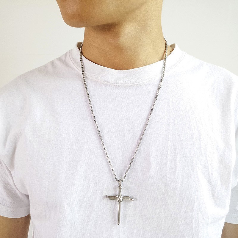 European and American cross men's pendant punk style personality men's necklace jewelry