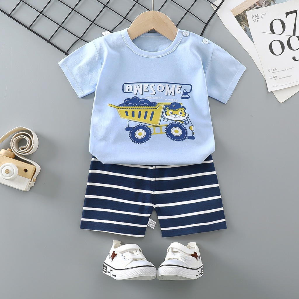 Setelan baju dan celana anak import bahan berkualitas unisex cowok cewek ukuran lengkap