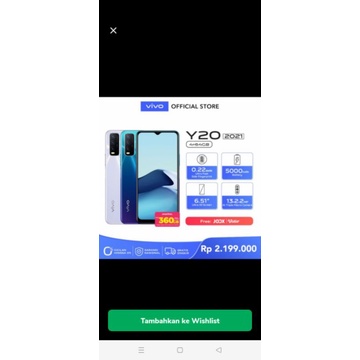 Vivo Y20 ram 4/64garansi resmi