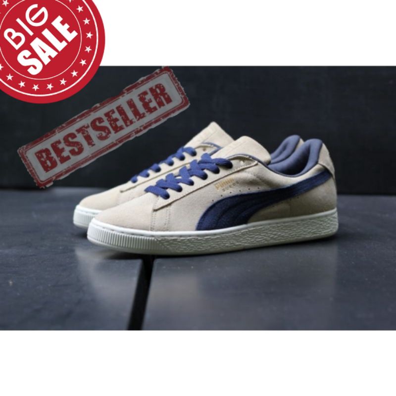 SALE Sepatu Pum4 Suede Cream Navy Original Sneakers Pria