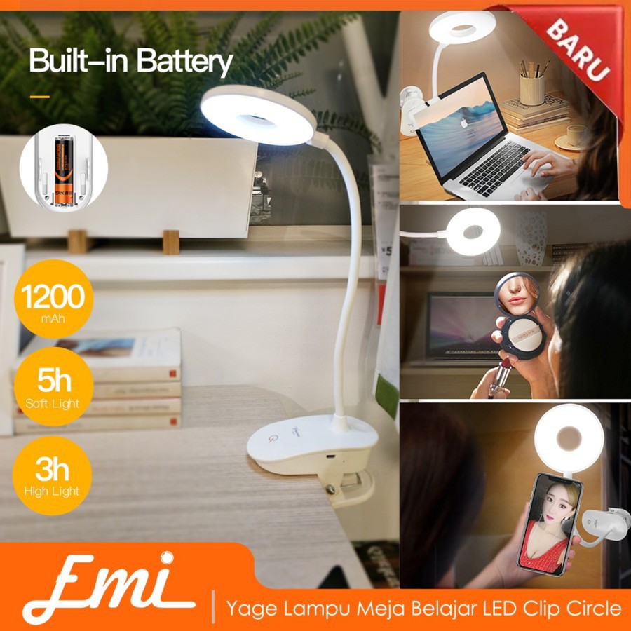 Yage Lampu Meja Belajar LED Clip Circle Design 5700-7300K