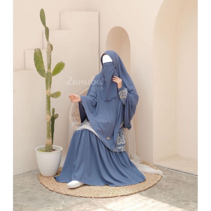 Batik Combi Set By Zanuba | Gamis Set Syari Cadar Premium Murah