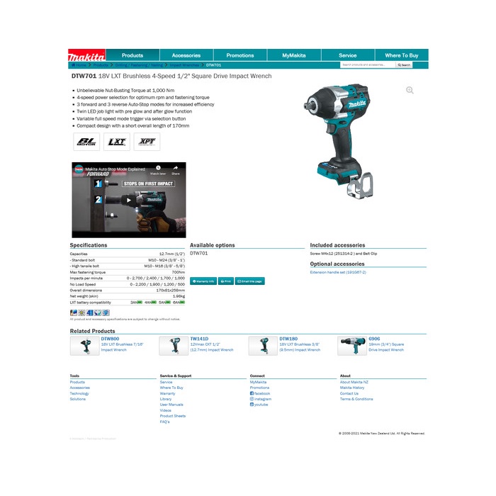 Makita dtw online 701z