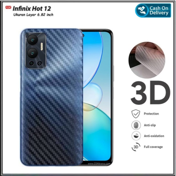 Back Skin Carbon Infinix Hot 12 - Skin Carbon Infinix Hot 12 - SC