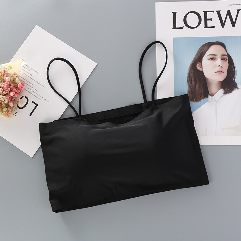 Bra Wanita Model Seamless Bahan Ice Silk BH Fashion Korea Sexy Import / Crop Top Bra Ice Silk-Bra-50 Hitam