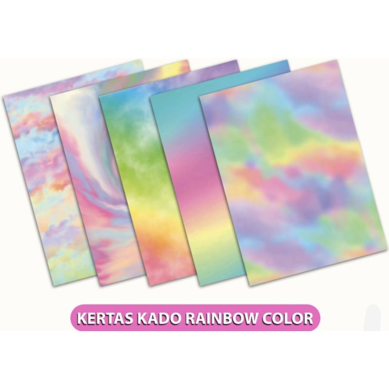 (50lembar) kertas kado/kertas bungkus/kertas kado lucu murah-Rainbow color