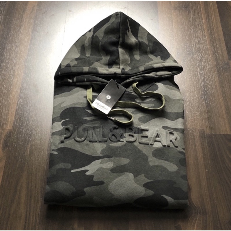 HOODIE PULL & BEAR CAMO EMBOSS FULLTAG NEW & ORIGINAL