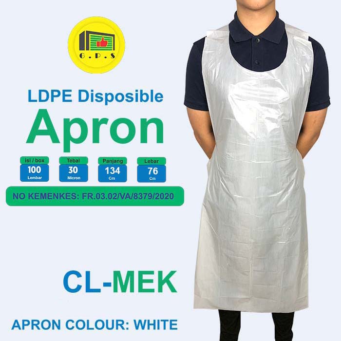 Apron Celemek Plastik LDPE Export Quality 30 micron isi 100