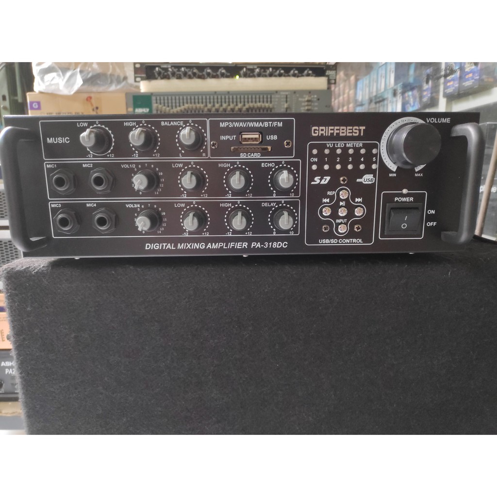 Power Ampli Mixer Mini GriffBest PA-318DC USB Bluetooth