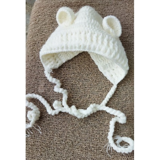 Topi Kupluk Rajut Casual Handmade kupluk Bonnet Ruffle Topi Bonet Bayi Rajut Anak Bonnet Newborn