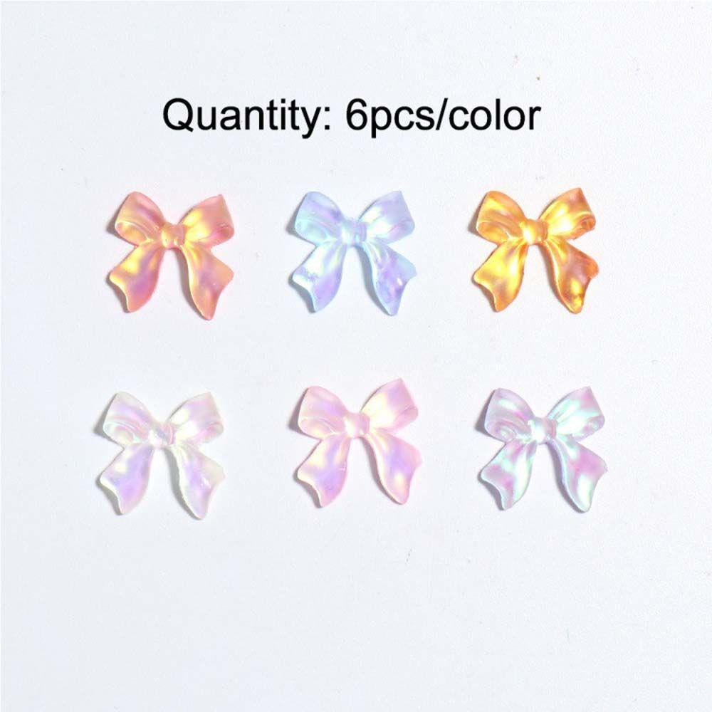 AUGUSTINA Agustin 3D Perhiasan Nail Art Lucu Warna-Warni Resin Nail Art Charms Sparkly Frosted Ikatan Simpul Nail Rinestones