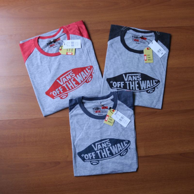 Kaos reglan pria vans logo