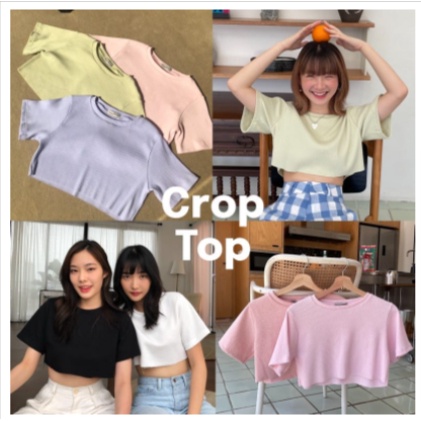 Jumbo Crop RIB - OVERSIZED CROP TOP BAJU KOREA TSHIRT / S2