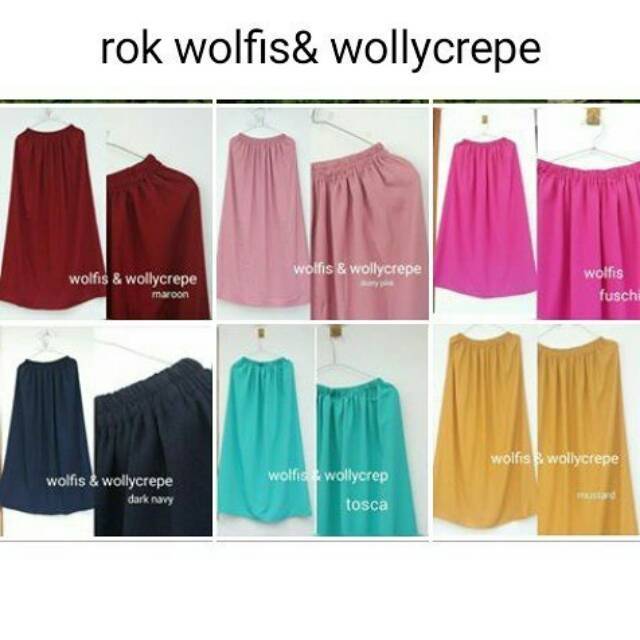 Rok wollycrepe murah skirt polos bahan high quality
