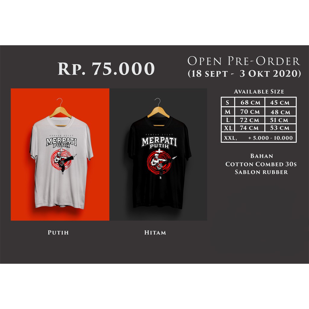 Kaos "Exclusive" Pencak Silat MERPATI PUTIH / Kaos Distro Pencak Silat / Kaos Merpati Putih