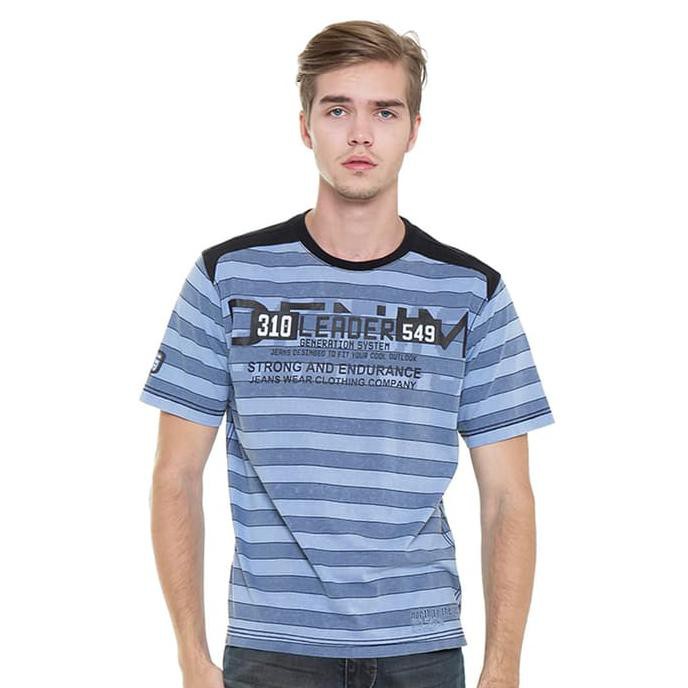 LGS SALE - Slim Fit - Kaos Fashion - Salur - Biru - Biru, S