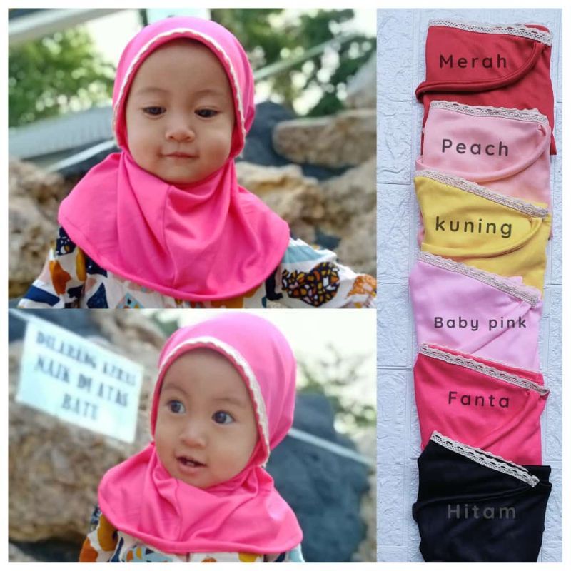 Bergo Bayi Renda Jersey Jilbab Anak Baby