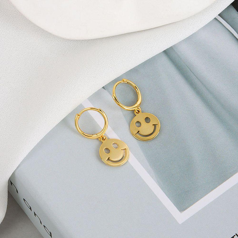 [Elegan] Anting Smiley Face Trendi Elegan Liontin Bahagia Gaya Korea Hoop Earerings Hoop Pesta Perhiasan