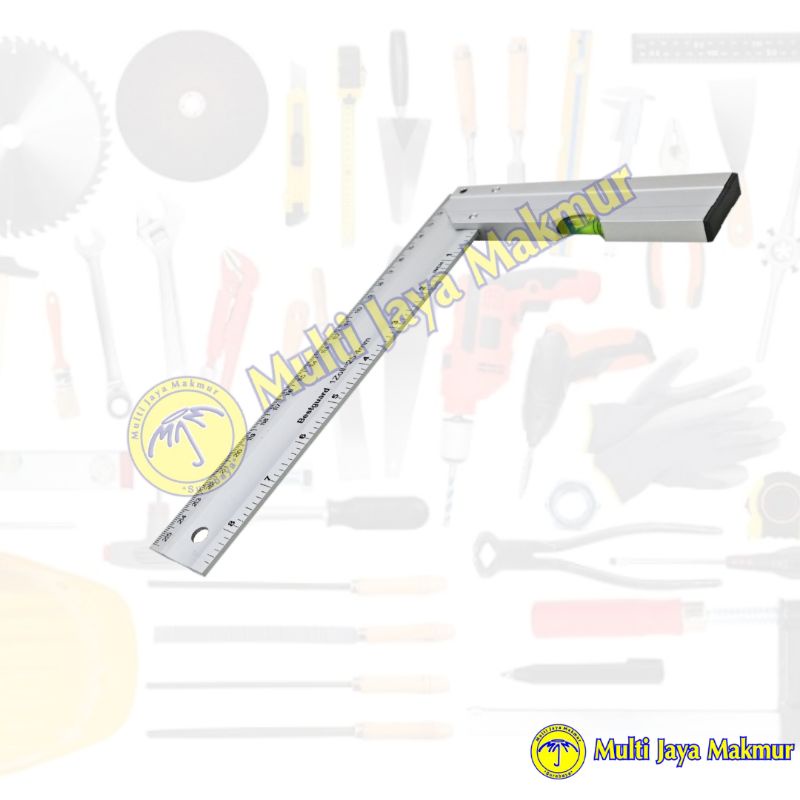 Penggaris Siku Tukang 10&quot; Aluminium + Waterpass  BESTGUARD