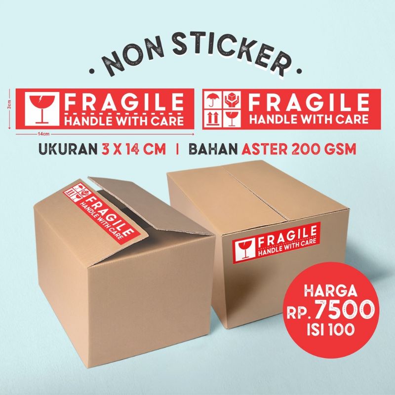 

FRAGILE | TEMPELAN FRAGILE PECAH BELAH UKURAN 3X14CM | NON STIKER | ISI 100PCS | LABEL