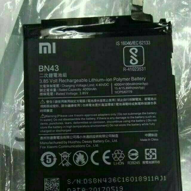 ORIGINAL 100% BATTERY BATERAI BATRE XIAOMI REDMI NOTE 4X BN43 BN-43