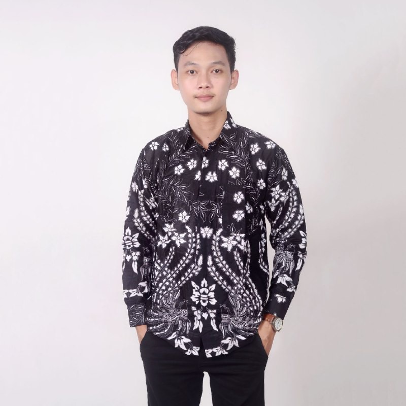 BSWART BATIK HRB026 Kenongo Hem Pendek Padi Pekalongan M L XL Batik Pria MURAH