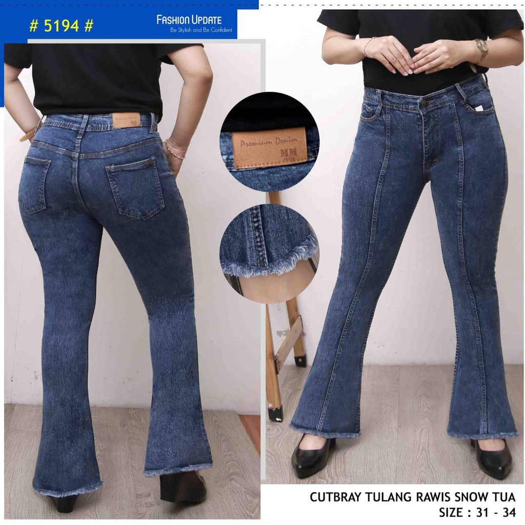 Celana Panjang Jeans Wanita Cutbray Tulang Rawis 27-30 31-34 Bisa Bayar Ditempat(COD)