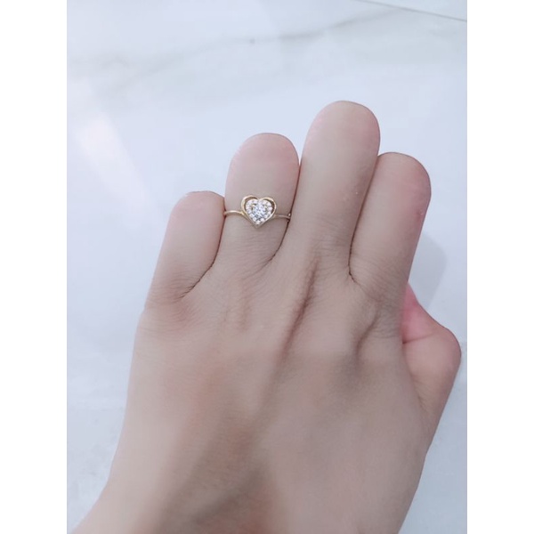 cincin perak asli 925 lapis emas cincin wanita model love mata putih - perhiasan silver 925 asli