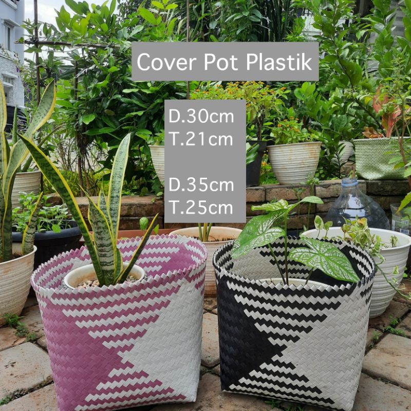 Cover Pot Plastik / Keranjang Anyaman Plastik / Coverpot Anyam G03