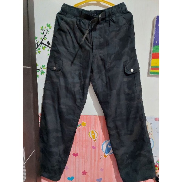 celana cargo hitam loreng preloved second